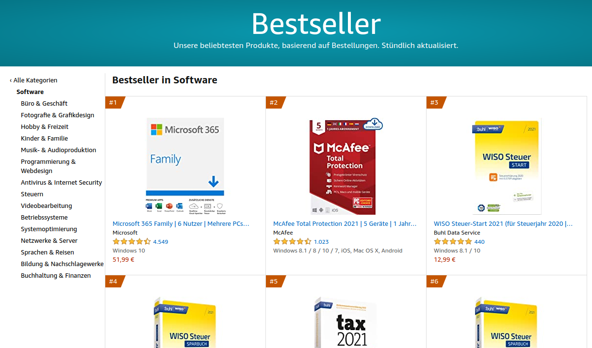 Amazon Bestseller-Software